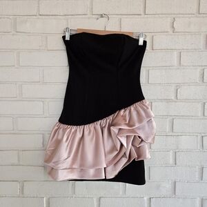 y2k black and pink Satin strapless mini dress Size 1-2 City Studio